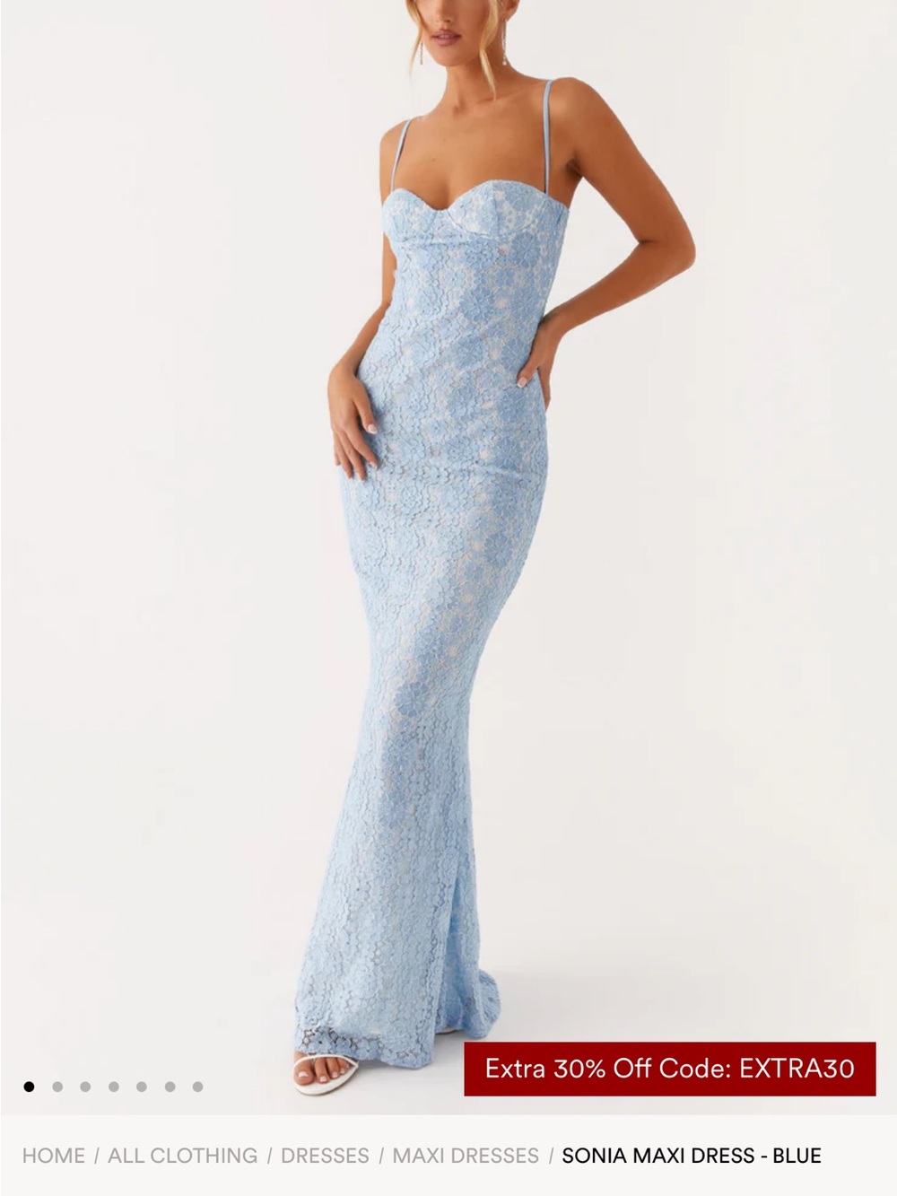 Peppermayo Soni Light Blue Lace Maxi Dress